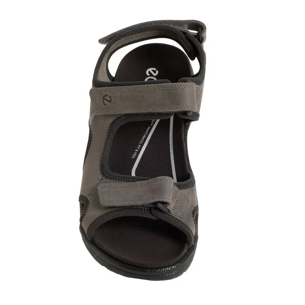 Ecco Men's Onroads Sandal 3 Leather Quick Fasten Straps Fluidform Grey Steel